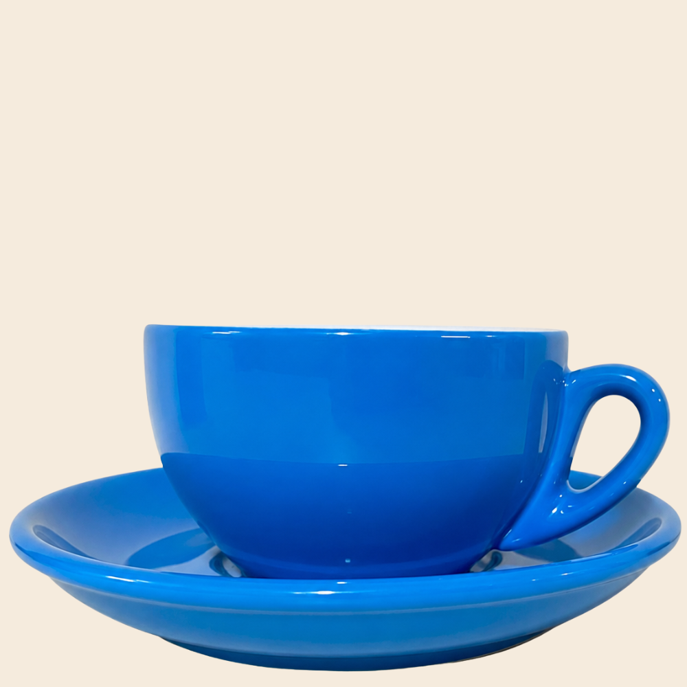 Nuova Point dickwandige Cappuccinotasse PALERMO blau 200ml - 6 Ober - und Untertassen