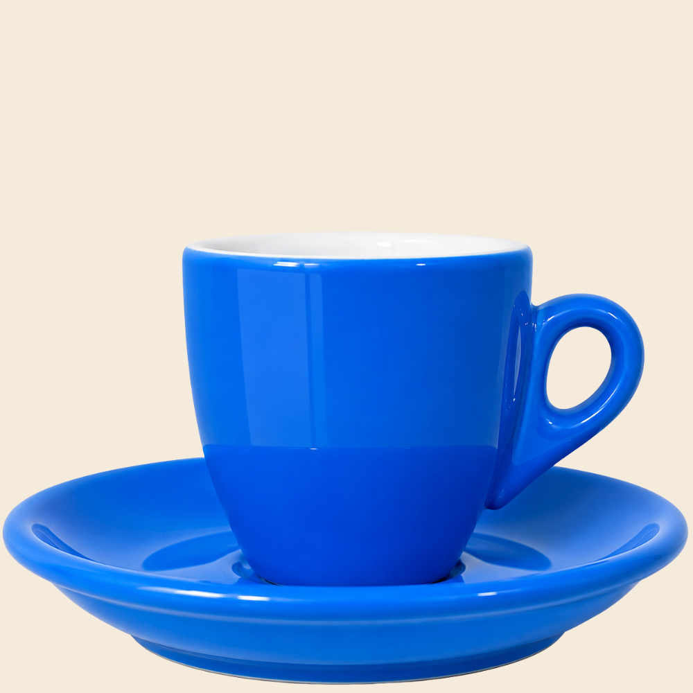 Nuova Point dickwandige Espressotasse PALERMO blau 56 ml - 6 Ober und Untertassen