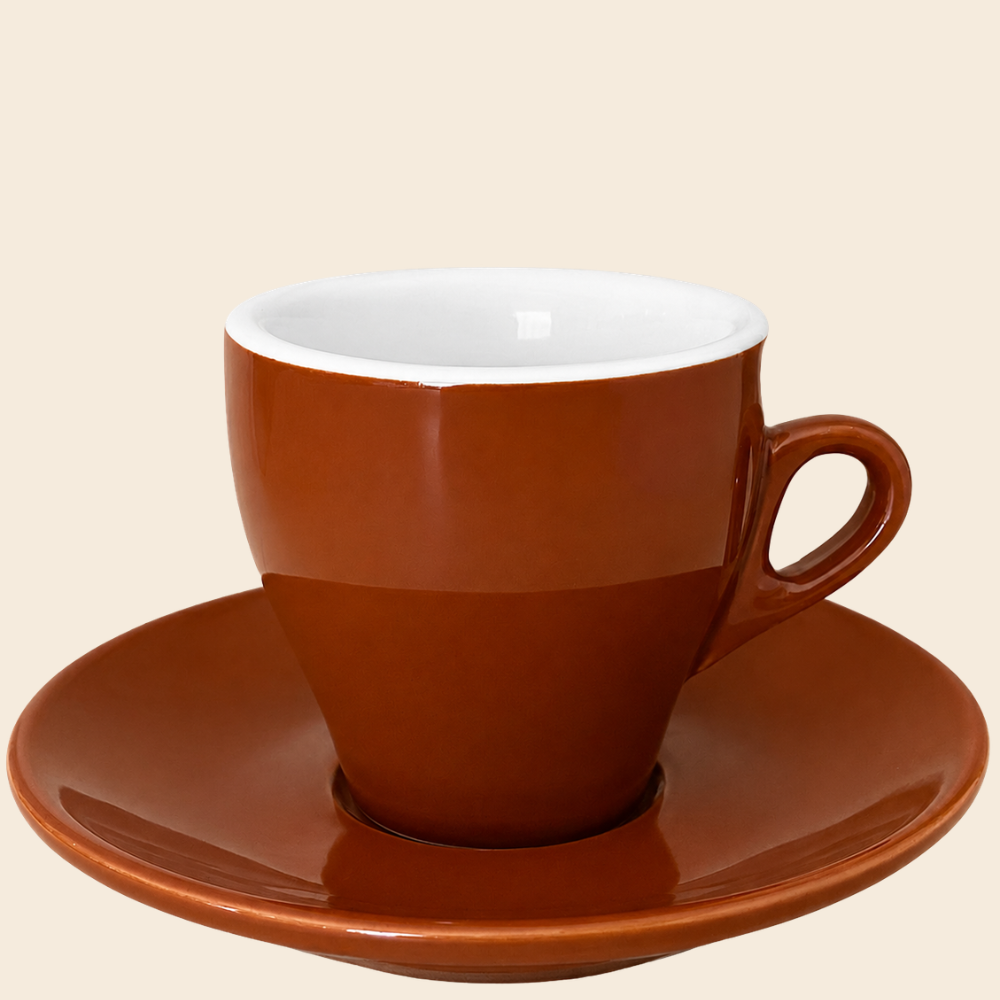 Nuova Point dickwandige Kaffeetasse MILANO braun 160 ml - 6 Ober - und Untertassen