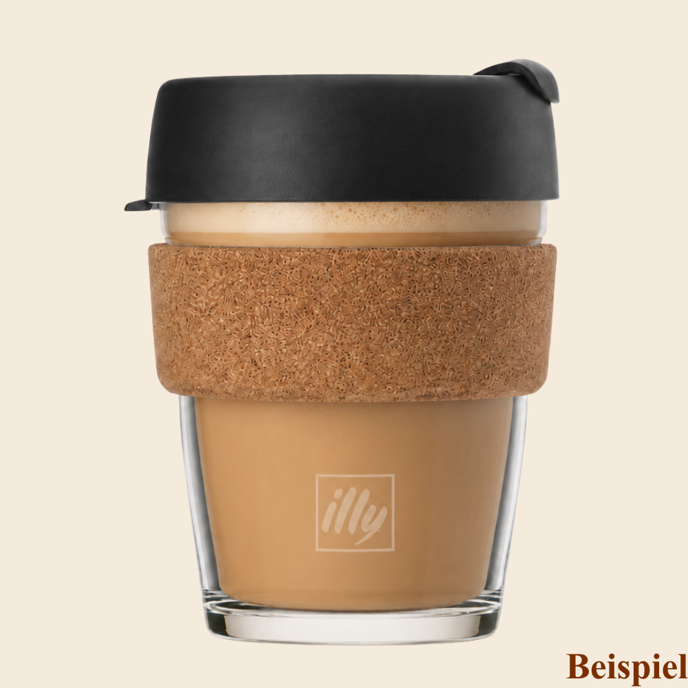 illy Logo Keepcup Travel Mug aus Glas Kork Edition