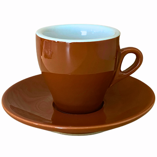 Nuova Point dickwandige Kaffeetasse MILANO braun 160 ml - 6 Ober - und Untertassen