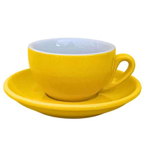Nuova Point dickwandige Cappuccinotasse PALERMO gelb 200ml - 6 Ober - und Untertassen