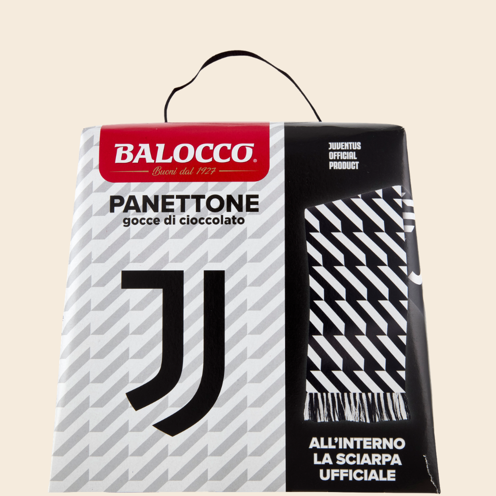 Balocco Panettone Juventus mit Schokoladenstückchen & Schal 500g
