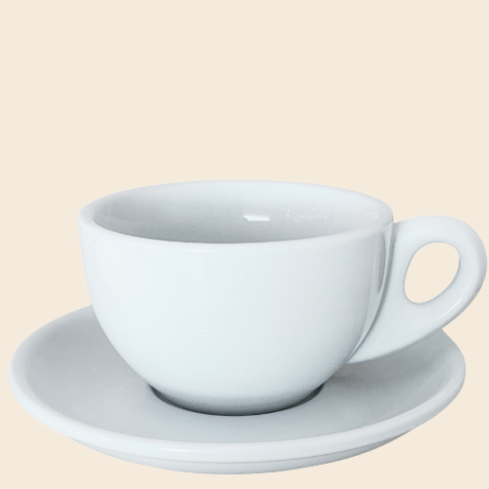Nuova Point dickwandige Lattetasse PALERMO weiß 260 ml - 6 Ober - und Untertassen