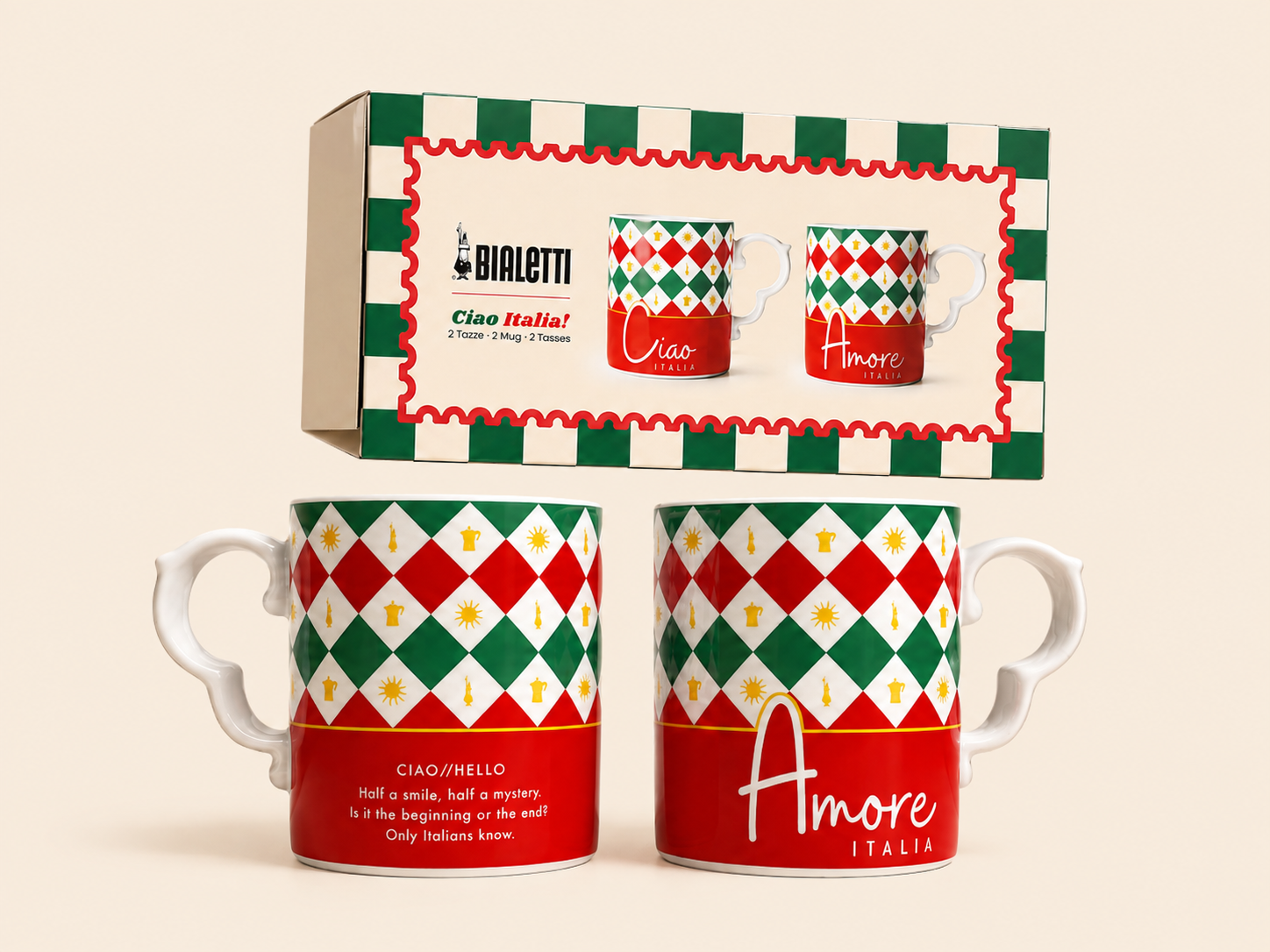 Bialetti Ciao Italia Kaffeebecher Set 2 Stück