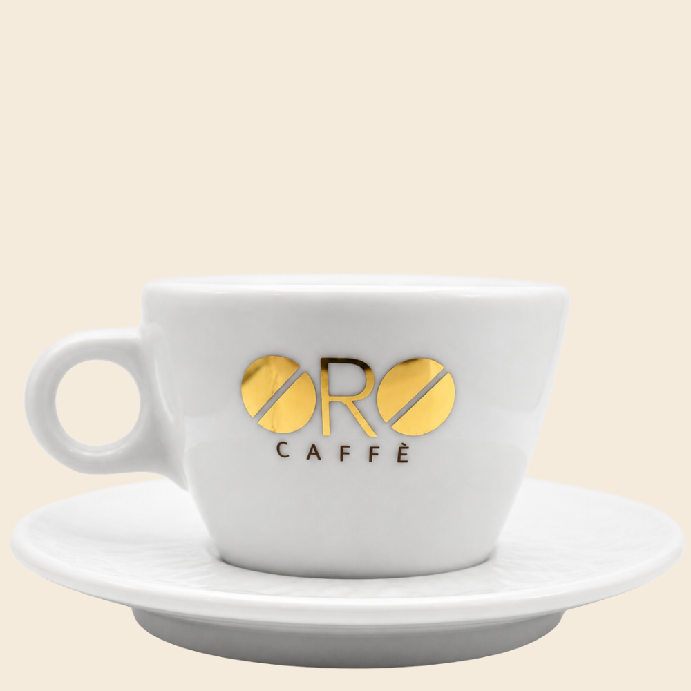 ORO Caffè Logo Cappuccinotasse mit Untertasse - 6 Tassen