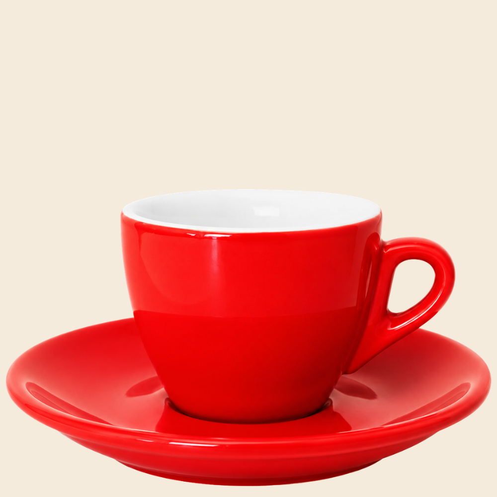 Nuova Point dickwandige Kaffeetasse PALERMO rot 145ml - 6 Ober - und Untertassen