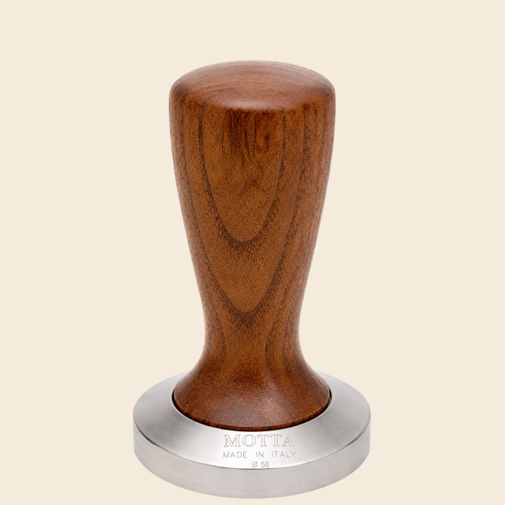Motta Tamper Slim 58 mm plan Edelstahl - Holzgriff braun