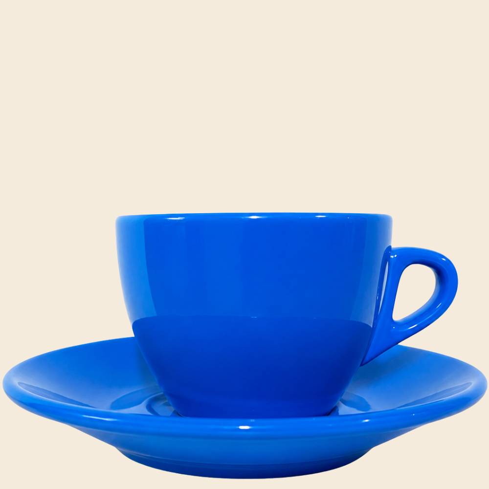 Nuova Point dickwandige Kaffeetasse PALERMO blau 145ml - 6 Ober - und Untertassen