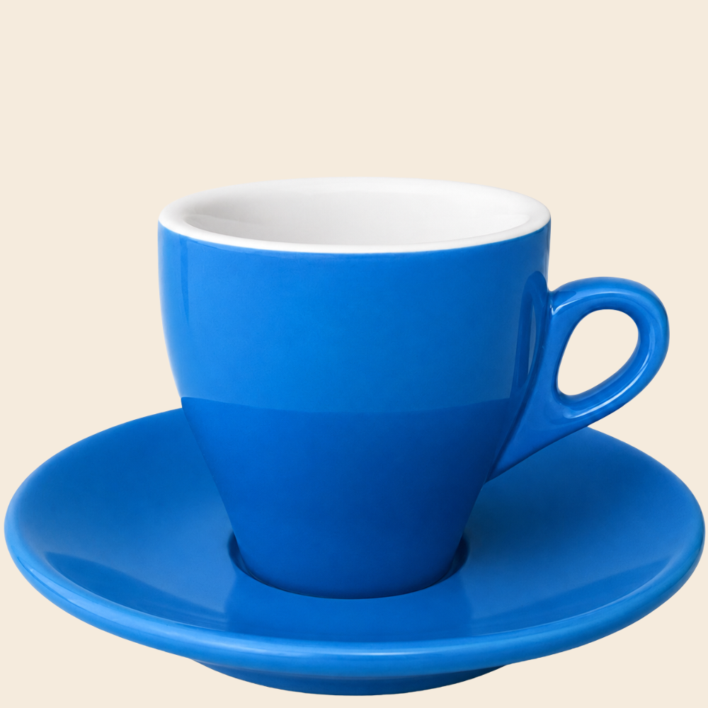 Nuova Point dickwandige Kaffeetasse MILANO blau 160 ml - 6 Ober - und Untertassen