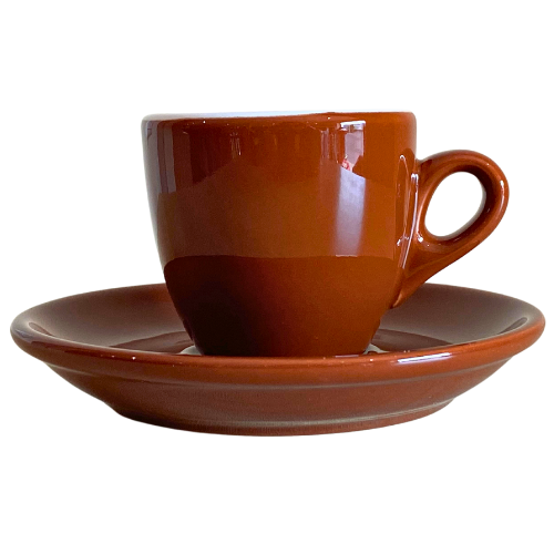 Nuova Point dickwandige Espressotasse PALERMO braun 56 ml - 6 Ober - und Untertassen