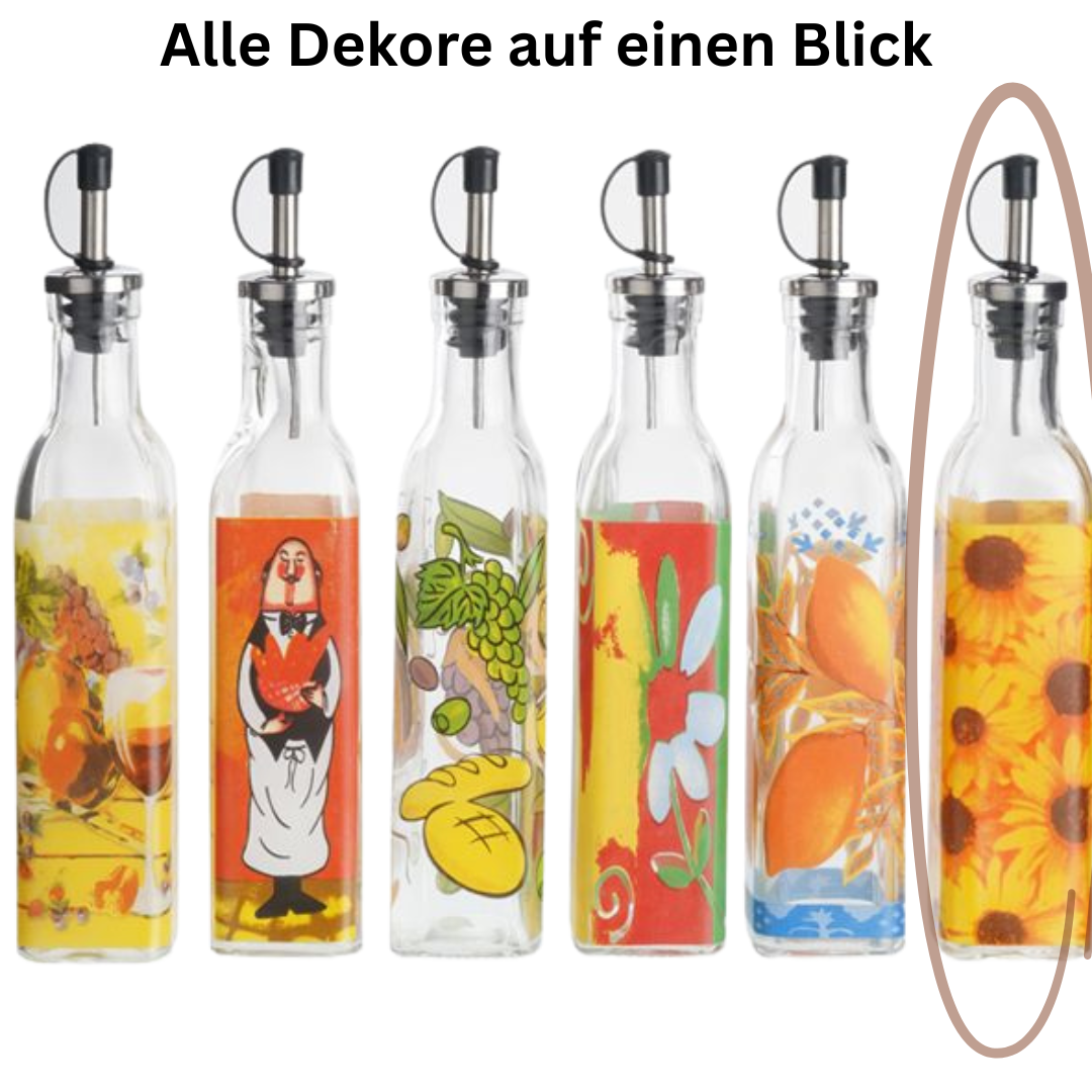 Forever EVA Ölflasche GIRASOLE aus Glas mit Edelstahl Ausgießer
