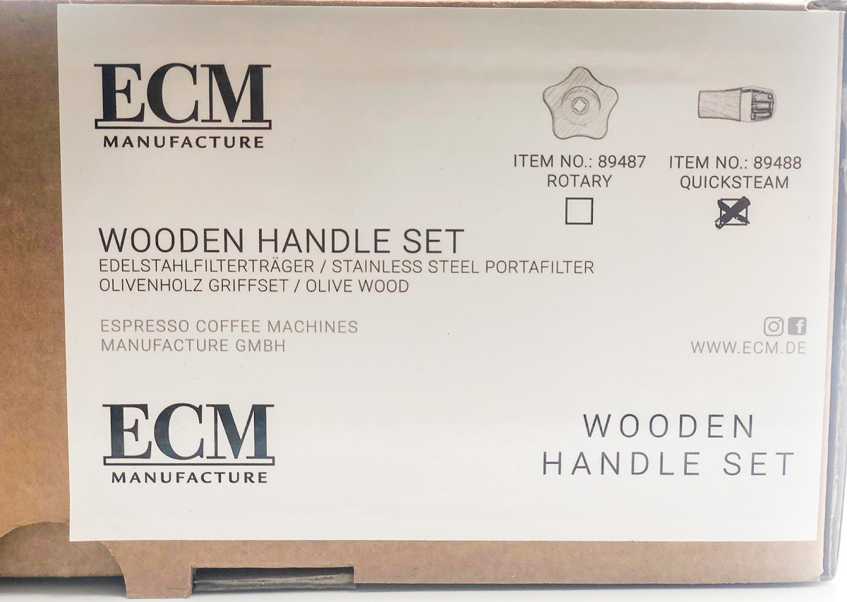 ECM Olivenholz Griffset mit Edelstahl Filterträgern für Kippventil Maschinen