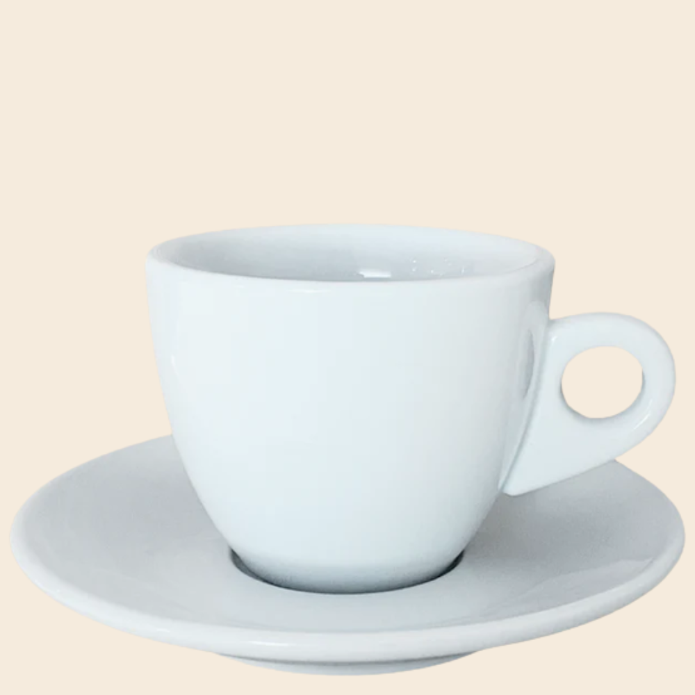 Nuova Point dickwandige Cappuccinotasse PORTOFINO weiß 190 ml - 6 Ober - und Untertassen