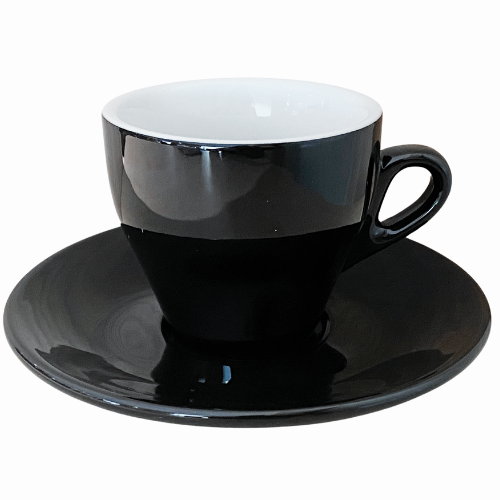 Nuova Point dickwandige Kaffeetasse MILANO schwarz 160 ml - 6 Ober - und Untertassen