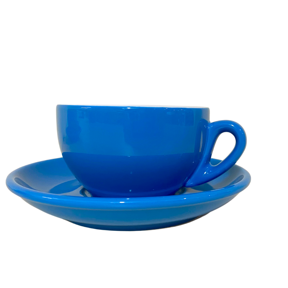 Nuova Point dickwandige Cappuccinotasse PALERMO blau 200ml - 6 Ober - und Untertassen