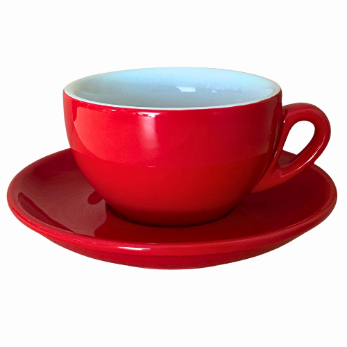 Nuova Point dickwandige Cappuccinotasse PALERMO rot 200 ml - 6 Ober - und Untertassen