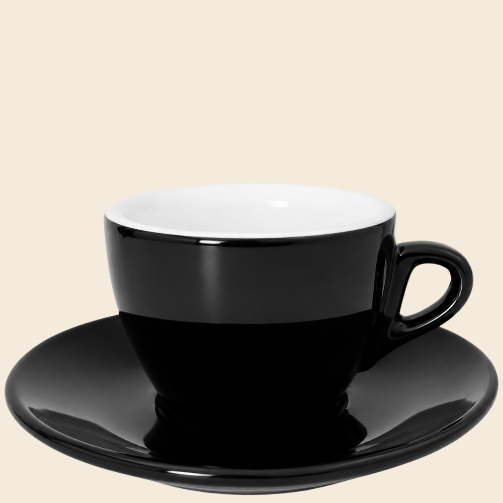 Nuova Point dickwandige Kaffeetasse PALERMO schwarz 145 ml - 6 Ober - und Untertassen
