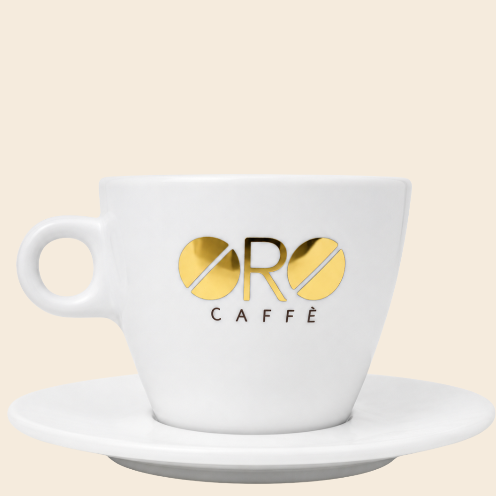 ORO Caffè Logo Frühstückstasse mit Untertasse