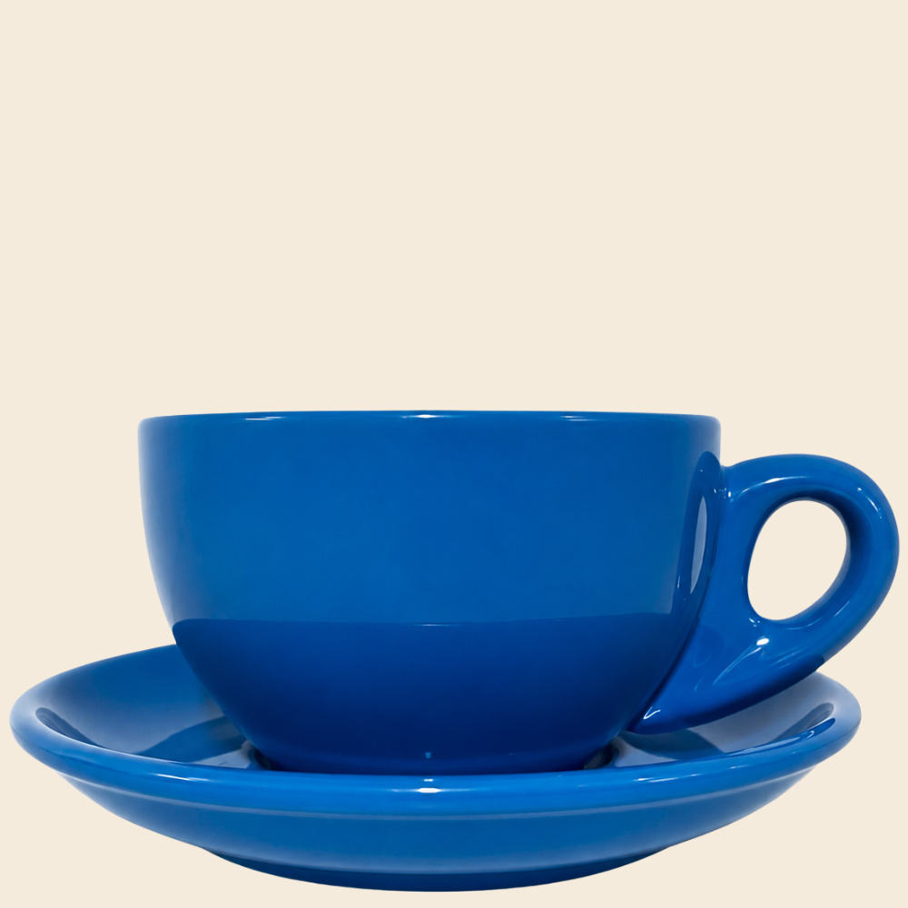 Nuova Point dickwandige Lattetasse PALERMO blau 260ml - 6 Ober - und Unterteller