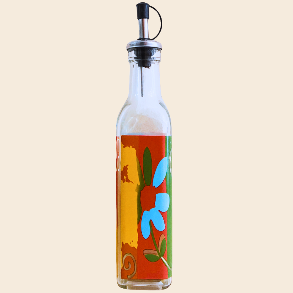 Forever EVA Ölflasche FIORE ALLEGRO aus Glas mit Edelstahl Ausgießer