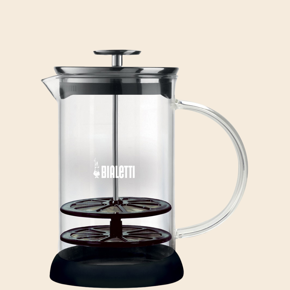 Bialetti Cappuccinatore Glas manueller Milchaufschäumer - mikrowellengeeignet