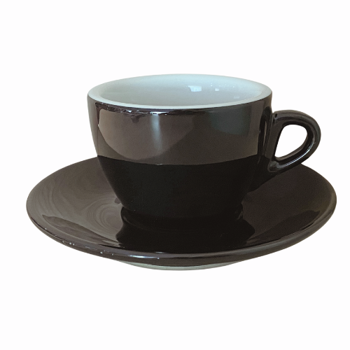 Nuova Point dickwandige Kaffeetasse PALERMO schwarz 145 ml - 6 Ober - und Untertassen