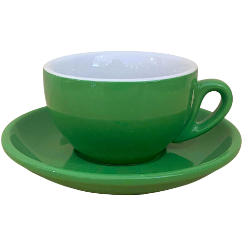 Nuova Point dickwandige Cappuccinotasse PALERMO grün 200ml - 6 Ober - und Untertassen