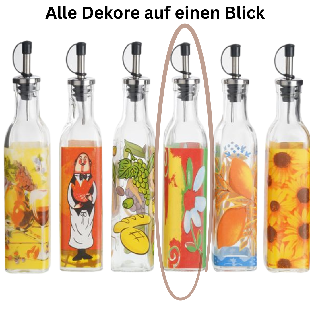 Forever EVA Ölflasche FIORE ALLEGRO aus Glas mit Edelstahl Ausgießer