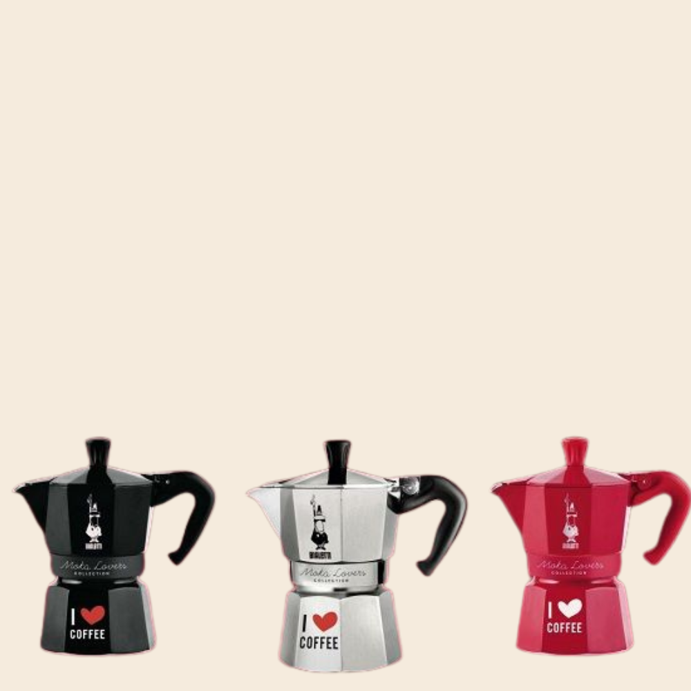 Bialetti Moka Express I love Moka Herdkanne Aluminium ver. Größen