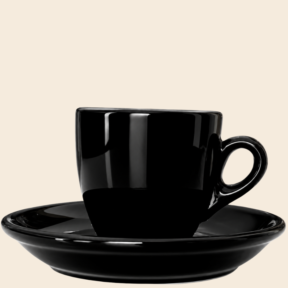 Nuova Point dickwandige Espressotasse PALERMO schwarz 56 ml - 6 Ober - und Untertassen
