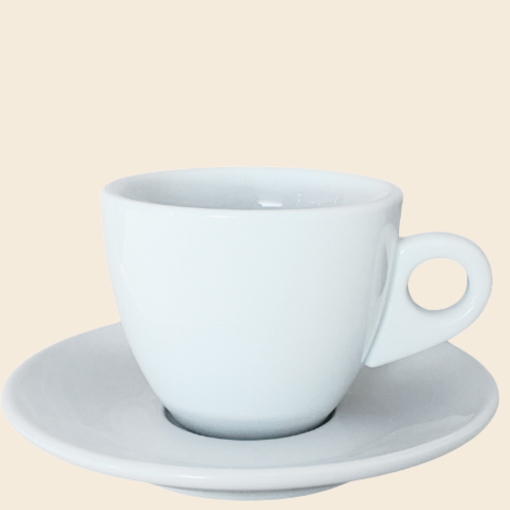 Nuova Point dickwandige Kaffeetasse PORTOFINO weiß 145 ml - 6 Ober - und Untertassen