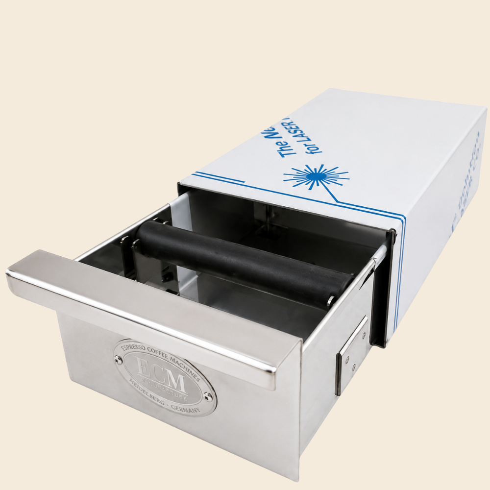 ECM Kaffee-Sudschublade Slim aus poliertem Edelstahl