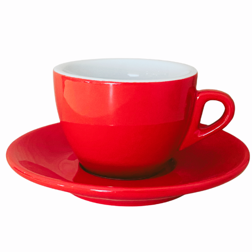 Nuova Point dickwandige Kaffeetasse PALERMO rot 145ml - 6 Ober - und Untertassen