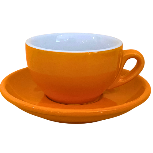 Nuova Point dickwandige Cappuccinotasse PALERMO orange 200ml - 6 Ober - und Untertassen