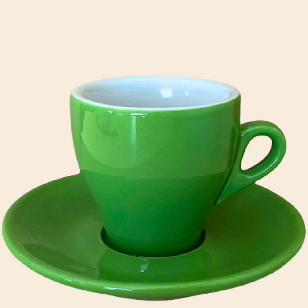 Nuova Point dickwandige Kaffeetasse MILANO grün 160 ml - 6 Ober - und Untertassen