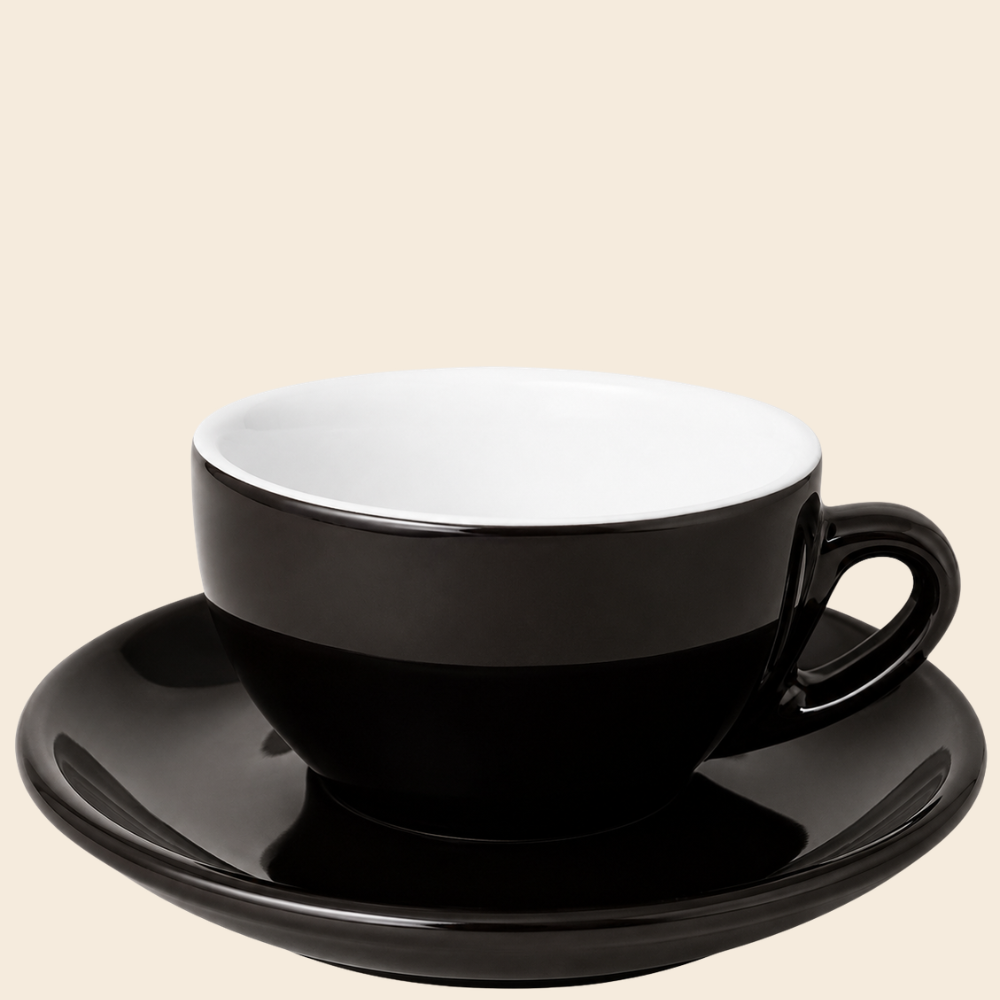 Nuova Point Palermo Cappuccinotassen Schwarz 200 ml 6er Set