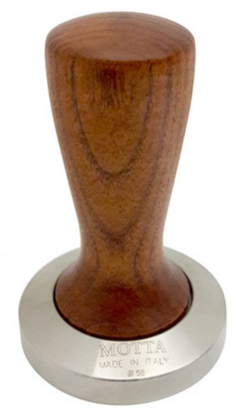 Motta Tamper Slim 58 mm plan Edelstahl - Holzgriff braun