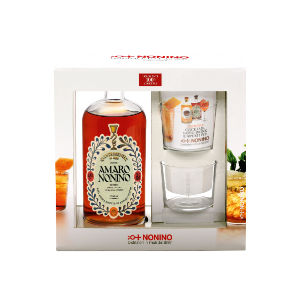 Amaro Nonino Quintessentia® GP Alk. 35% Vol. mit zwei Gläser