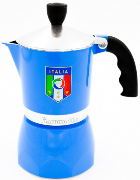 Bialetti Espressokocher Fiammetta 3 Tassen Herdkanne aus Aluminium Nazionale Azzurri