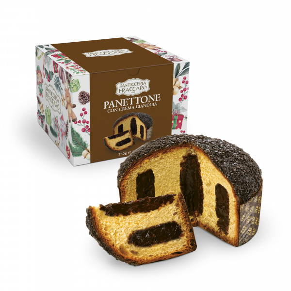 Fraccaro Panettone mit einer samtig, weichen Gianduia Creme (Nougatcreme) 750g