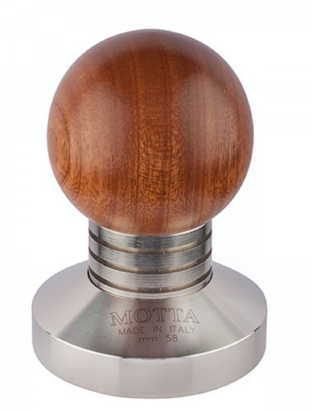 Motta Tamper Bubble Edelstahl mit Holzgriff braun 58mm