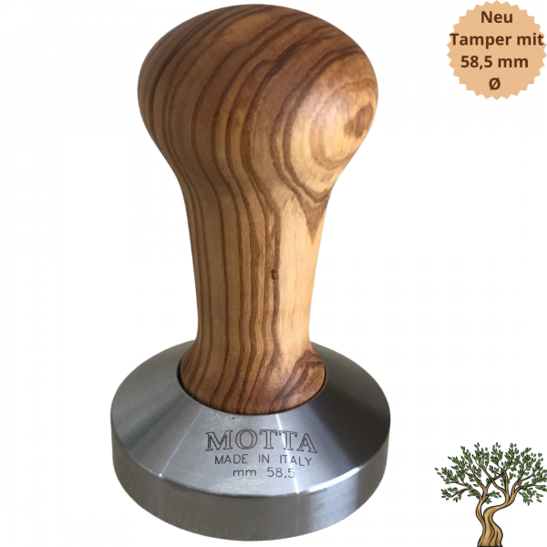 Motta Tamper mit Olivenholz Griff 58,5 mm plan