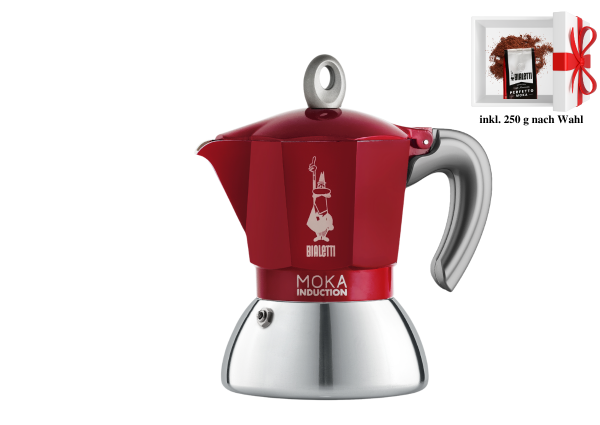 Bialetti Moka Induktion Espressokocher rot inkl. Kaffee nach Wahl