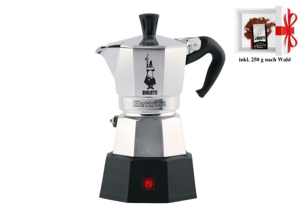 Bialetti elektrischer Espressokocher Moka Elettrika aus Aluminium inkl. Kaffee nach Wahl